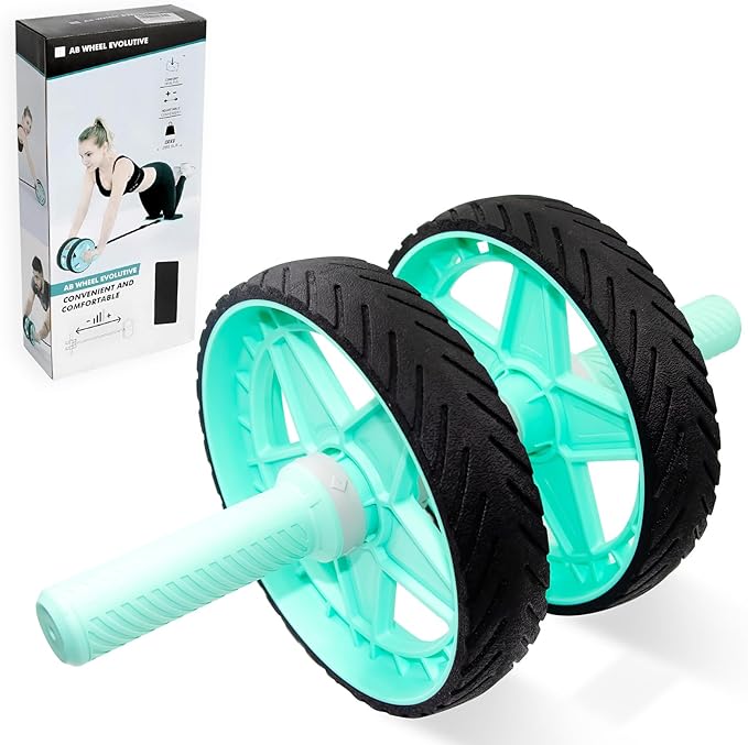 Double-Wheel Ab Roller for Core Training – Rebound Design with Adjustable Elastic Band, Silent Non-Slip Wheels, Detachable Build, Knee Pad & Bands – Home Gym Gear for Men/Women