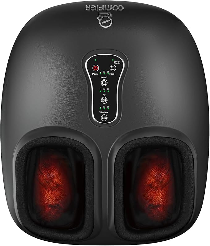 COMFIER Shiatsu Foot Massager with Heat,Vibration,Rolling Compression,FSA Eligible HSA Store,Feet Massager Machine for Plantar Fasciitis,Neuropathy Pain,Mother's Day Gifts for Women,Size up to 13“