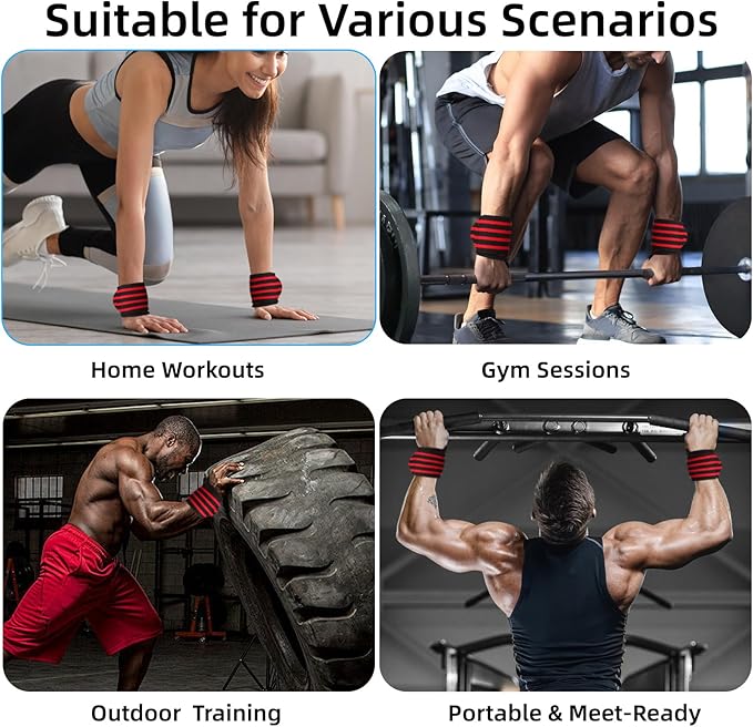 Wrist Support Straps & Lifting Straps, Ultra-Elastic Adjustable Design, Universal Wrist Support Gear for Bench Press, Deadlift, Powerlifting and Gym Training