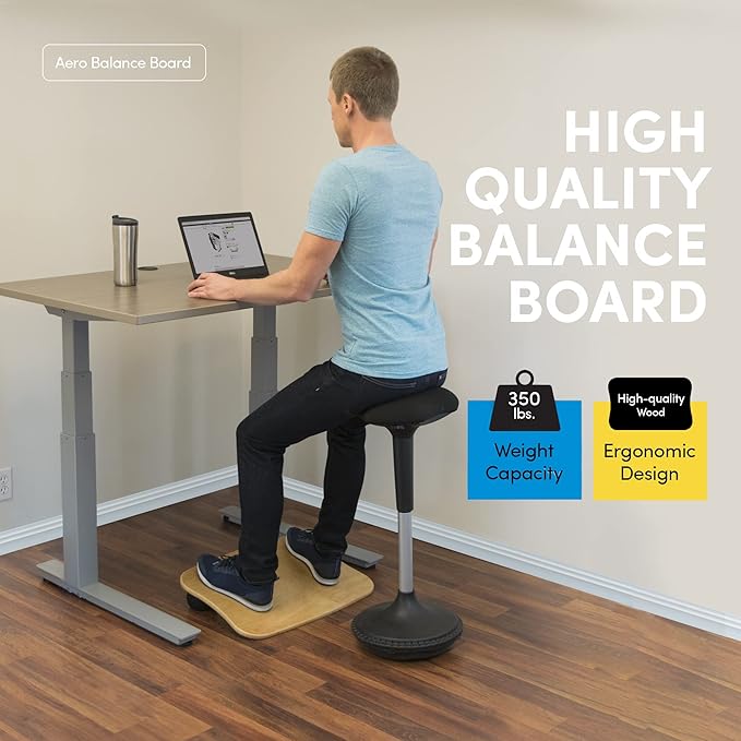 LifeSpan Fitness Aero standing balance board for standing desks, Anti-Fatigue, Health and Comfort 23x16x4.5 inch, Light Birch Wood