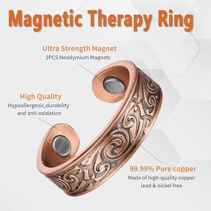 BioMag 3Pcs Lymphatic Drainage Copper Ring for Men Women, 99.99% Pure Copper Magnetic Rings, Jewelry Box