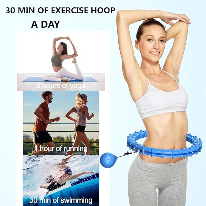 Plus Size Silent Weighted Hula Infinity Fitness Detachable Hoops 65-Inch 32 Knot, Smart Noiseless Infinity Hula for Women, Waist and Abdominal Home Weight Loss Exercise Fit Hoop