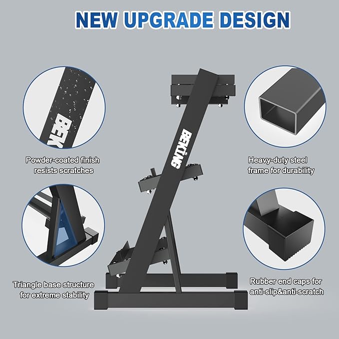 BEKING 3 Tier Dumbbell Rack,1000LB Capacity Weight Storage Rack for Home Gym Fitness,Multifunctional Free Weight Organizer Stand for Dumbbells, Kettlebells,Compact Design Save Floor Space