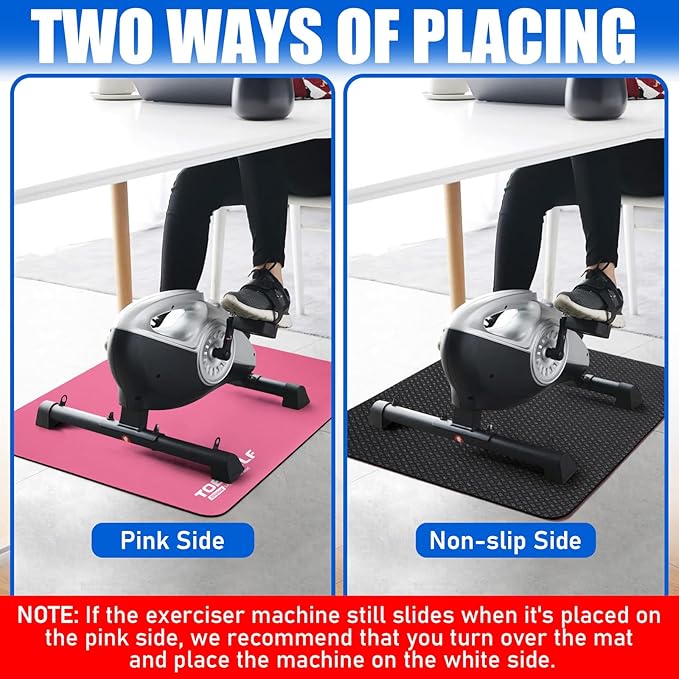 TOBWOLF Non-Slip Workout Mat for Ellipse Leg Exerciser, Ellipse Machine Mat, Exercise Mat for Under Desk Ellipticals, Suitable for Electric Seated Foot Pedal Exerciser, Stability & Floor Protection