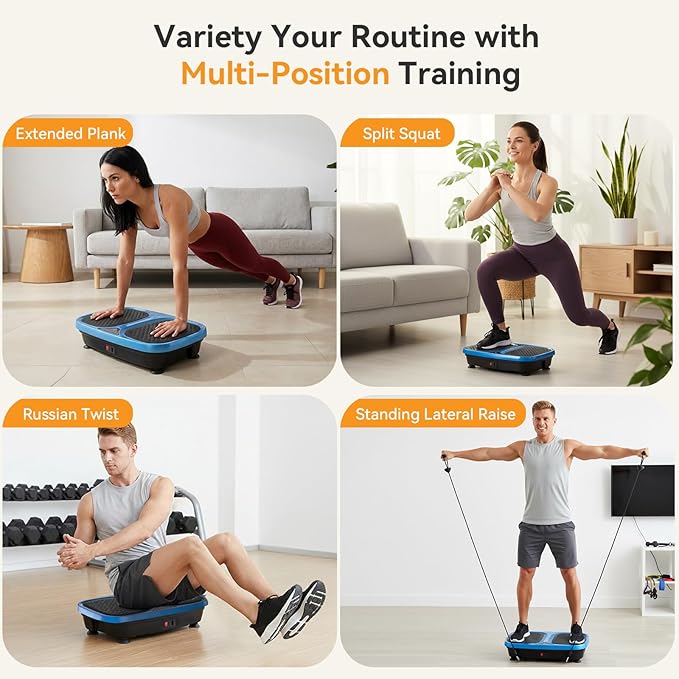 NEWBULIG Vibration Plate, Whole Body Workout Vibrating Platform with LED Touch Screen & Pull Ropes for Weight Loss & Muscle Toning, Home Gym Fitness Equipment with Remote Control for Women Men, Black