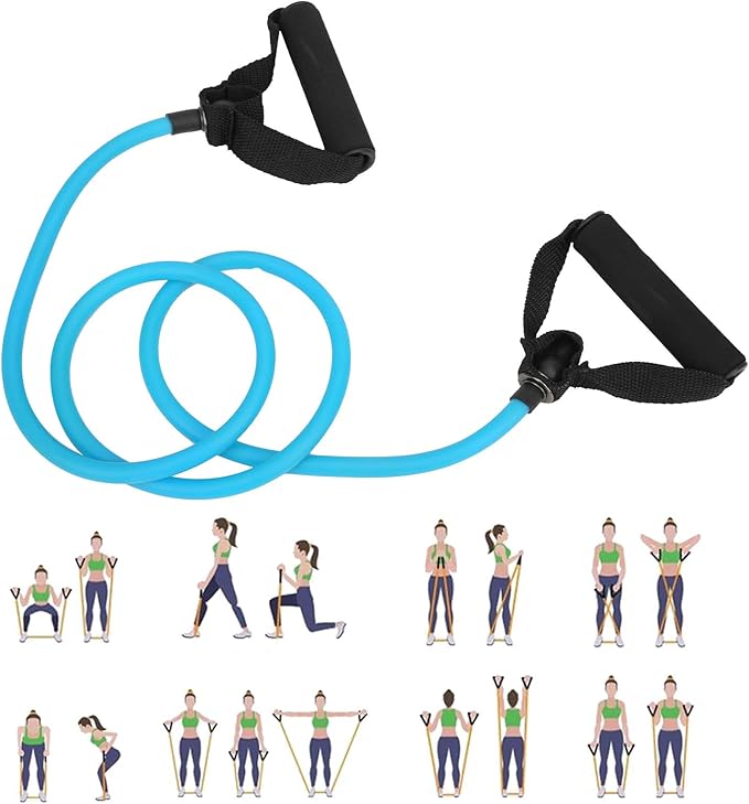 Exercise Bands for Working Out - Latex Pull Cord for Strength Training/Yoga/Pilates | Arm & Back Muscle Exercise Equipment | 150cm Flexible Activity Cord for Men & Women