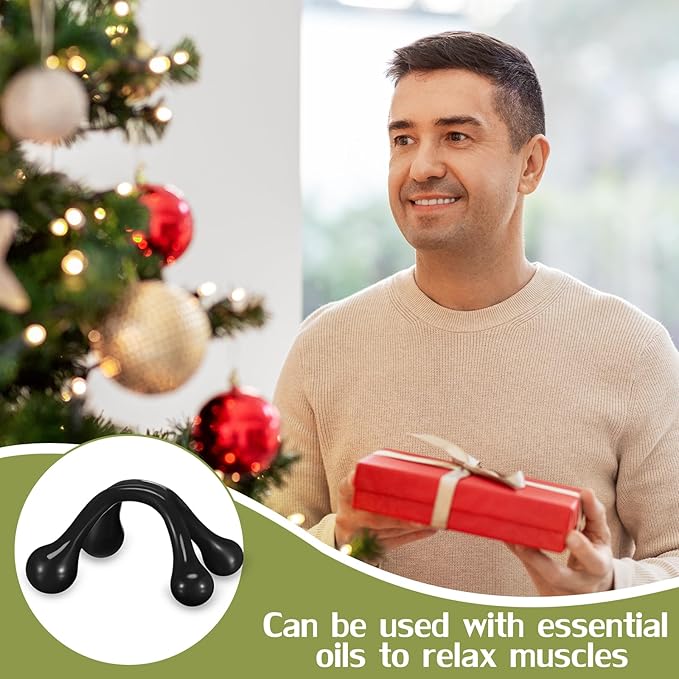 TrelaCo 50 Pack Four Point Massage Tools Christmas for Employees Gift White Elephant Gift 4 Legged Massage Knobs Portable Palm Shaped Manual Back Massager Handheld(Black)