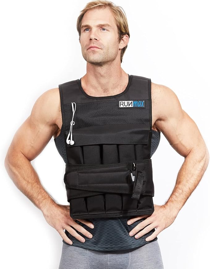 RUNmax 20LBS - 150LBS Adjustable Weighted Vest Wtih Shoulder Pads Option for Men and Women