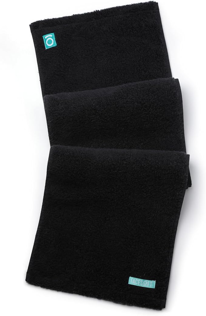 FACESOFT Eco Friendly Gym Towel for Working Out - Soft and Absorbent Cotton Exercise - No Synthetic Microfibers or Plastics - Sweat Towel for Gym, Fitness, Sports, Yoga - Black - 1 Pc
