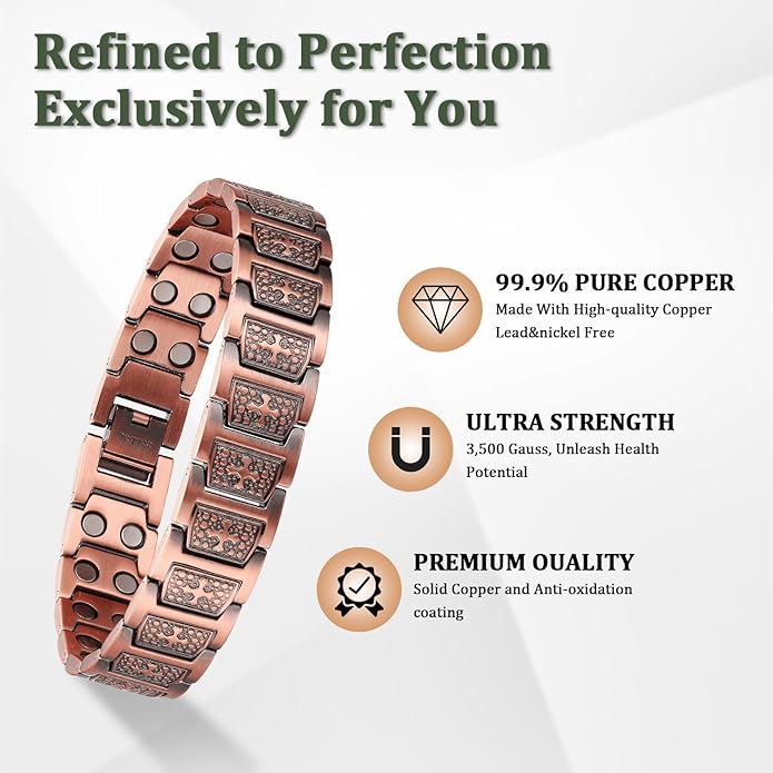 Magnetic Bracelet and Ring Set for Men, 99.99% Pure Copper Jewelry, Adjustable Cross & Celtic Knot Design, Gift for Dad