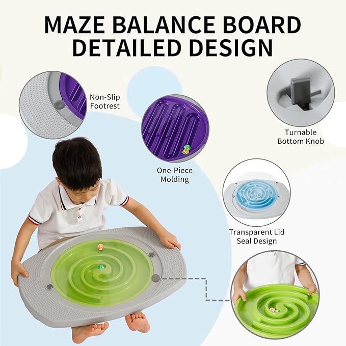Balance Board for Kids, Toddler Balance Board Maze, Wobble Board with 6 Colored Balls,3 Replacement Labyrinth Boards, Balancing Board Physical Therapy for Sensory Training