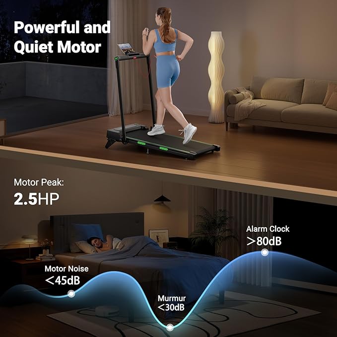 THERUN Walking Pad, 2 in 1 Foldable Treadmills for Home, 2.5HP Under Desk with Handle Bar, 16" Widened Running Belt, with Remote Control & LED Touch Screen
