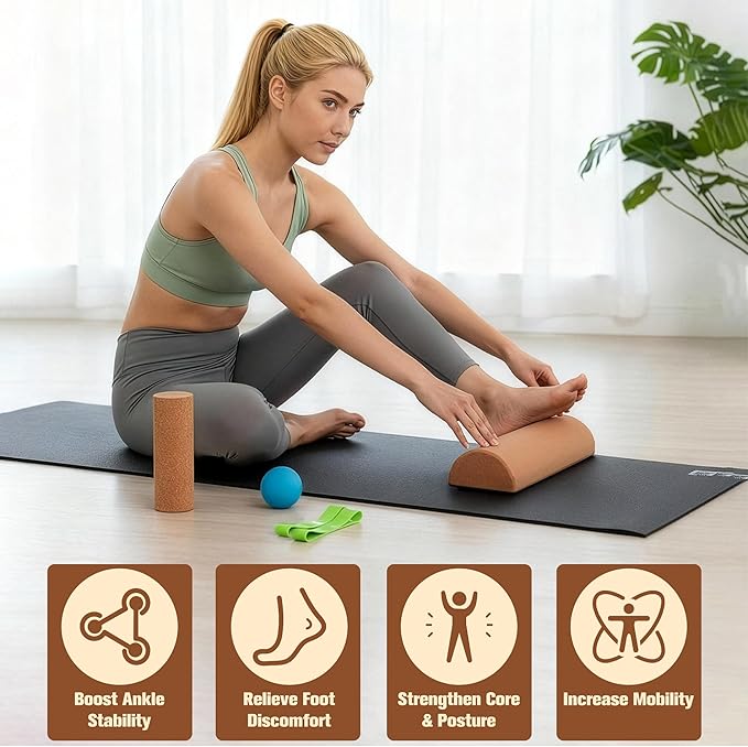 Cork Balance Board Set - Ankle & Foot Strengthener for Physical Therapy, Plantar Fasciitis Recovery, Core Stability, Enhanced Foot Function, Mobility and Prevent Falls | Balance Trainer