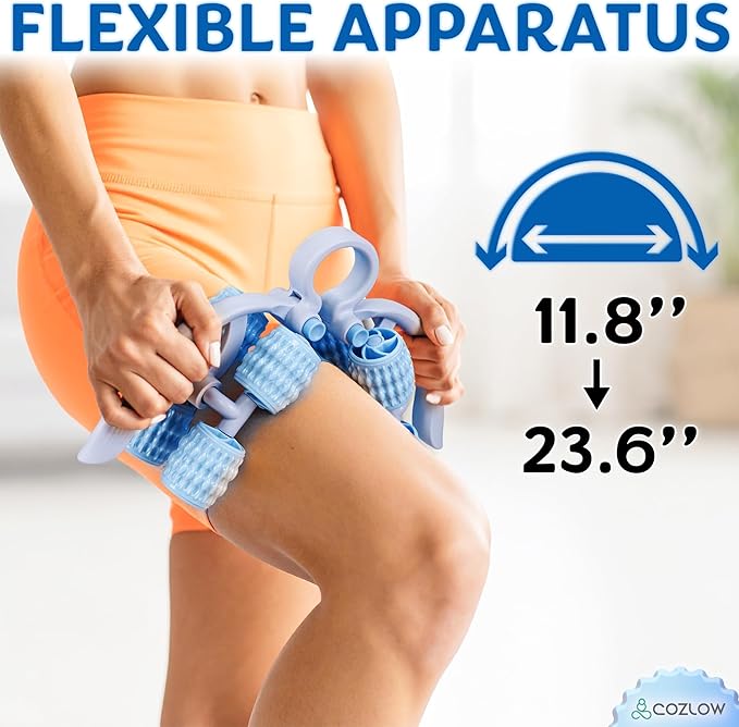 COZLOW Leg Massage Roller - Adjustable Arm Belly Massager Roller Stick to Reduce Cellulite Appearance - Deep Tissue Myofascial Release Tool - Lymphatic Drainage Massaging Tool