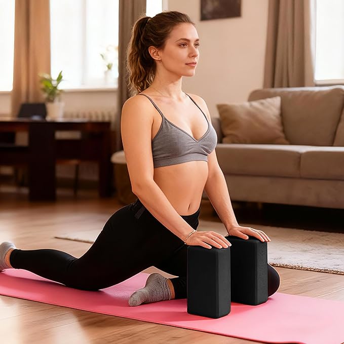 Leikefitness Yoga Blocks 2 Pack,Lightweight-High Density Eva Foam Soft Non-Slip for Yoga, Pilates, Meditation 9"×6"×3"
