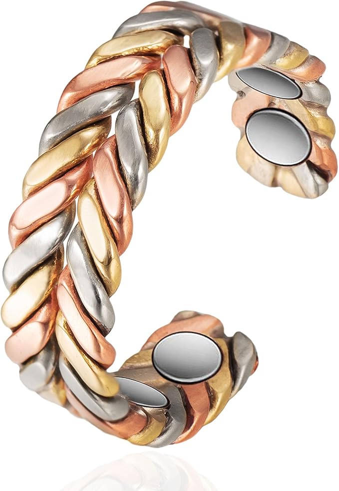 Copper Rings for Women, Pure Copper Tricolour Gold Adjustable Ring, Fashion Jewelry（2040）