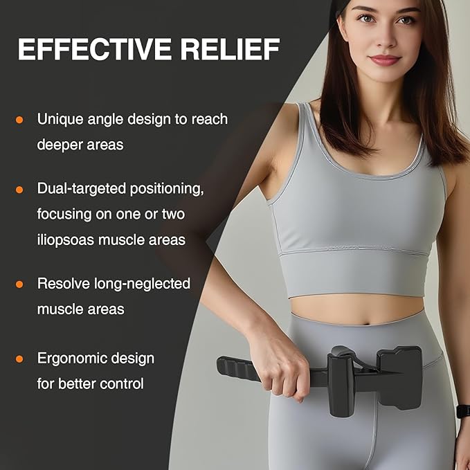 Psoas Release Tool-Hip Hook Psoas Muscle Release Tool Fully Adjustable for Iliacus,Waist Pain Sciatica,Back&Posture Relief,Hip Flexor Release Tool and Trigger Point Massage Tool [Patent Pending]