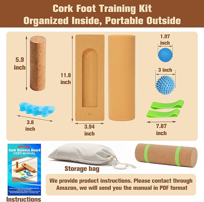 Cork Balance Board Set - Ankle & Foot Strengthener for Physical Therapy, Plantar Fasciitis Recovery, Core Stability, Enhanced Foot Function, Mobility and Prevent Falls | Balance Trainer