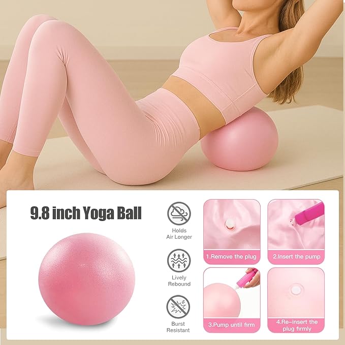 Pilates Essentials Kit for Women with Pilates Ring and Ball Set, Resistance Band Set, Yoga Mat Bag, Ankle Weights, Pilates Workout Sliders Disc, Yoga Socks, Pilates Equipment for Home Workouts