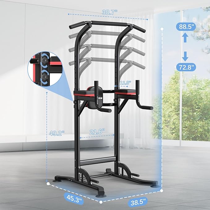 ZENOVA Pull Up Bar, Multi-Function Pull Up Dip Bar Station, Home Gym Workout Strength Training Equipment for Men Women Muscle Building