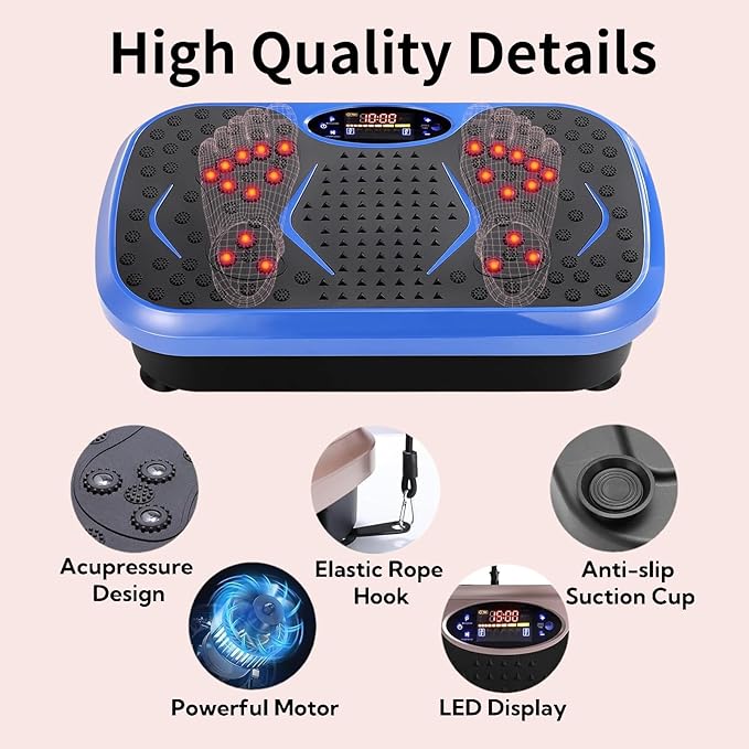 MAMIZO Vibration Plate Exercise Machine, Full Body Workout Shake Board Vibrate Platform for Lymphatic Drainage Weight Loss, with Loop Bands & Remote, Workout Equipment for Home Women Men