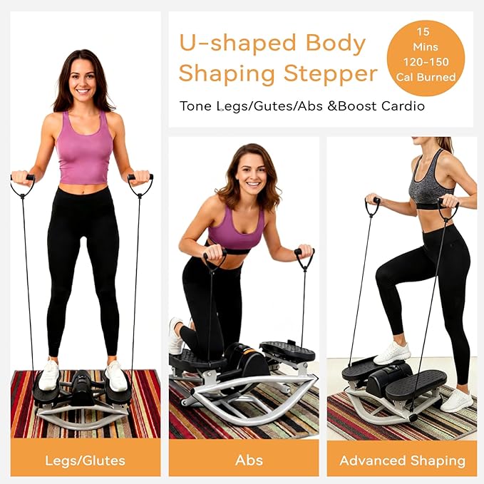 Rock Stepper Side to Side – Lateral Stepper & Glute Trainer with Resistance Bands, Low Impact Side to Side Stepper for Home Exercise, Quiet Step Rocker Machine No Assembly 250LBS