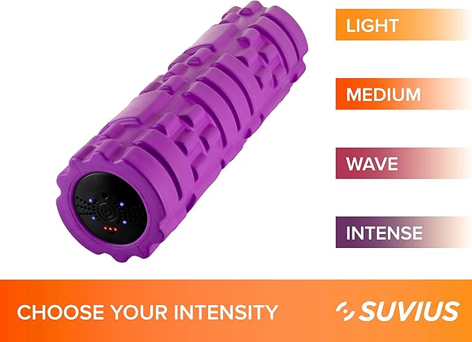 Electric Vibrating Rechargeable Foam Roller - 4 Intensity Levels for Firm Battery-Powered Deep Tissue Recovery, Training, Massage - Therapeutic Back and Muscle Massage Roller