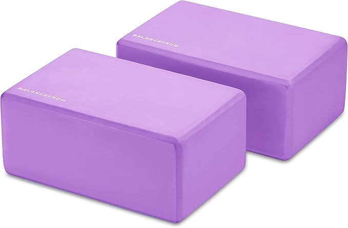 Fitvids Set of 2 High Density Yoga Blocks, 9"x6"x4" Each, Pair, Multiple Colors