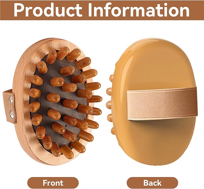 2pcs,Massage Brush for Belly,Wooden Massage Brush for Body and Scalp - Natural Wood Cellulite Massager & Gua Sha Comb for Lymphatic Drainage, Muscle Pain Relief, Body Shaping