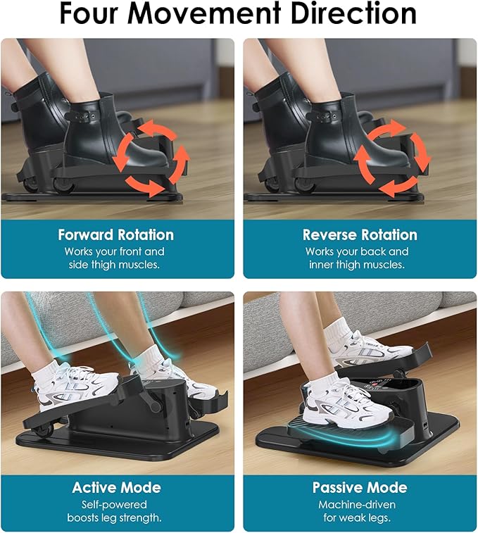 HOMGIM Under Desk Elliptical Machine - Quiet Motorized Leg Exerciser with Smart Remote, 12-Speed Manual Programs Auto/3 Auto Programs LCD Display & Bidirectional Motion for Home/Office