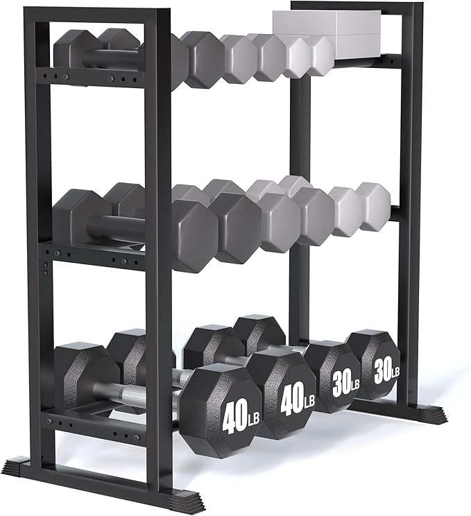 Dumbbell Rack, 2-Tier | 3-Tier Weight Rack for Home Gym, 300LB | 450LB Adjustable Dumbbell Rack Stand Only Weight Storage Rack Gym Organizer