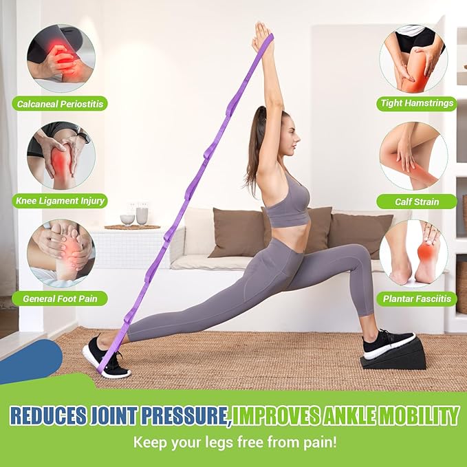 Squat Wedge Block, 5 Adjustable Angles Slant Board for Calf Stretching with Stretching Strap & Poster, 520 LBS Heel Elevated Squat Wedge Capacity for Yoga, Ankle Physical Therapy & Mobility