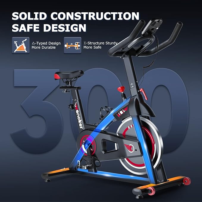 Exercise Bike, WENOKER Stationary Bike for Home, Indoor Bike with Silent Belt Drive, Heavy Flywheel, Comfortable Seat Cushion and Upgraded Digital Display