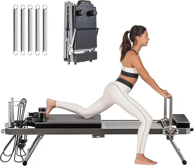 soges Foldable Pilates Reformer Machine for Home Gym, Pilates Workout Equipment for Beginner, Cardio Fitness High Strength Rebounder