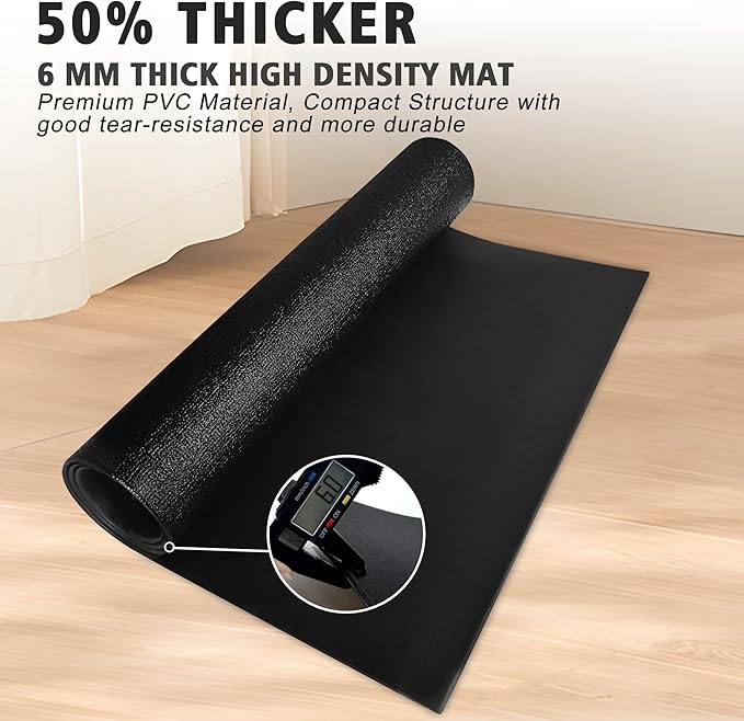Bike Mat | 6mm, 30" x 72" Exercise Bike Mat/Treadmill Mat for Hardwood Floors or Carpet, Non-Slip Sweat-Proof Exercise Equipment Mat for Bike Trainer/Stationary Spin Bike/Indoor Cycling