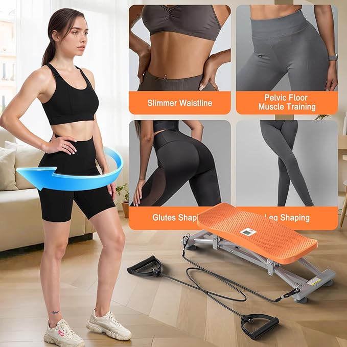 Balancing Machine for Full Body Workout，Simulated Ski Full Body Cardio Workout Equipment，Sliding Ski Simulator with Resistance Bands，Portable Twist Balance Trainer Featuring LCD Display