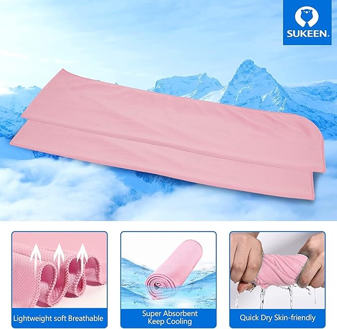 Sukeen 4 Pack Cooling Towel (40"x12") for Sweat, Quick-Drying Neck Cooling Wraps, Soft & Breathable Chilly Sports Towel for Yoga, Sport, Workout