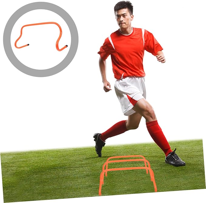 GALPADA 5Pcs Orange Soccer Agility Training Hurdles Stable Outdoor Speed Equipment for Football Baseball and Track Drills Enhance Coordination and Practice Drills
