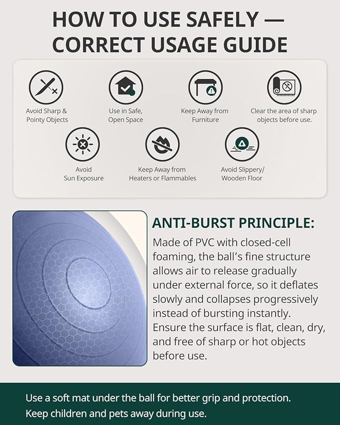 Trideer Exercise Ball Yoga Ball,Office Seating & Balance Ball Chair, Stability Ball for Pilates, Physical Therapy,Core Training & Balance Improvement & Stretching