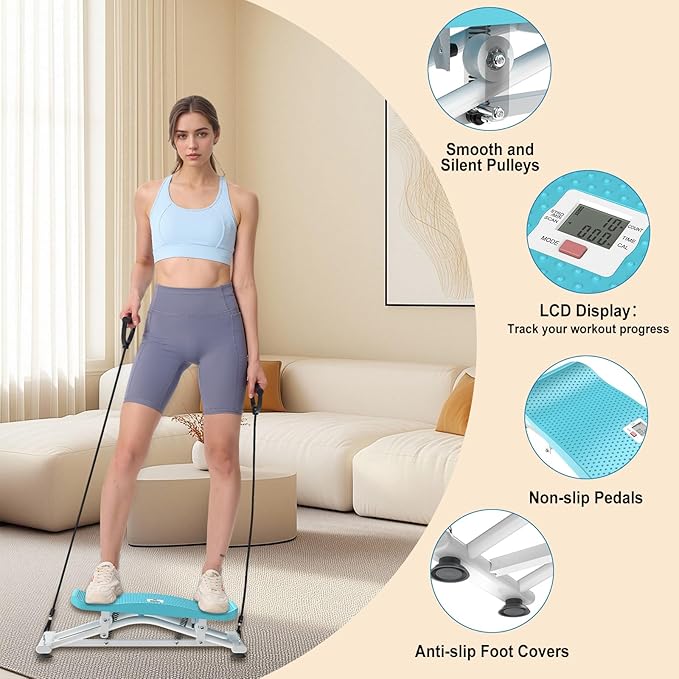HOTSWEAT Balance Board, Portable Balance Trainer with 300 LBS Weight Capacity, Slide Stepper Stimulated Ski with Resistance Bands, Ski Balancing Machine for Full Body Workout