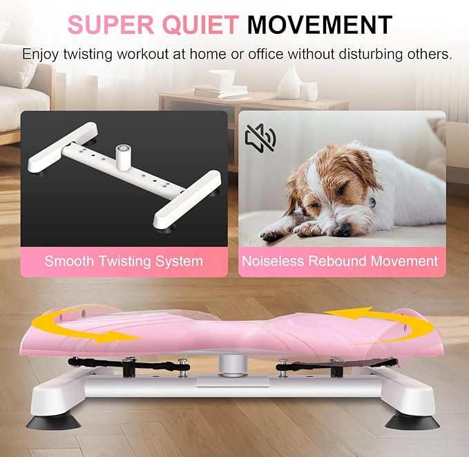 Waist Twist Machine Exercise,Ab Twist Board with Pilates Bar & Resistance Bands,Noiseless Ab Workout Machine For Women&Men Burn Fat,330 Lbs Capacity Fitness Exercise Equipment For Home.
