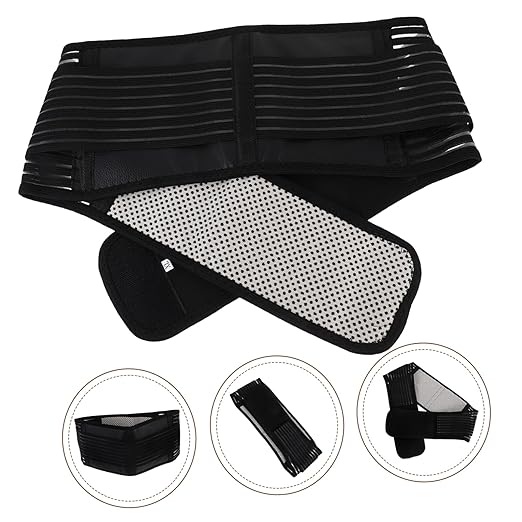 2pcs Portable Adjustable Elastic Self-heating Magnetic Therapy Lumbar Support Belt Xl Black for Back Rehabilitation and Joint Support Materials