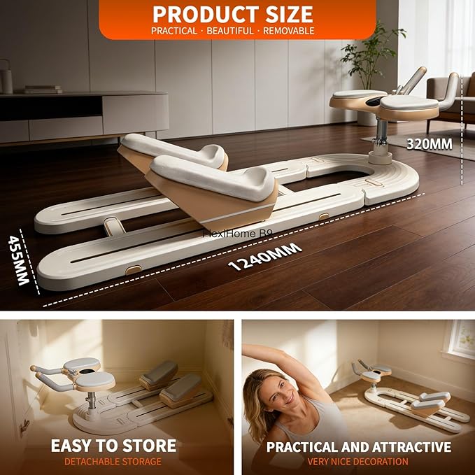 Spine Twist and Stretch Trainer, Adjustable Back Stretcher Machine, Detachable Waist Workout Equipment for Lower Back Pain Relief, Spine Decompression, Leg Stretching & Core Activation