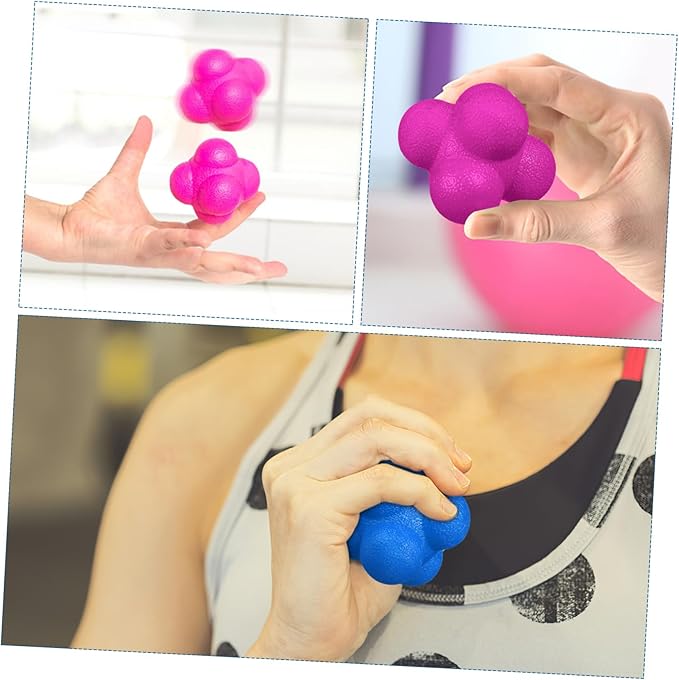 6pcs Reaction Balls for Agility and Reflex Training Hexagonal Fitness Balls Bright Colors for Sports Exercise Improve Hand-Eye Coordination and Boost Reaction