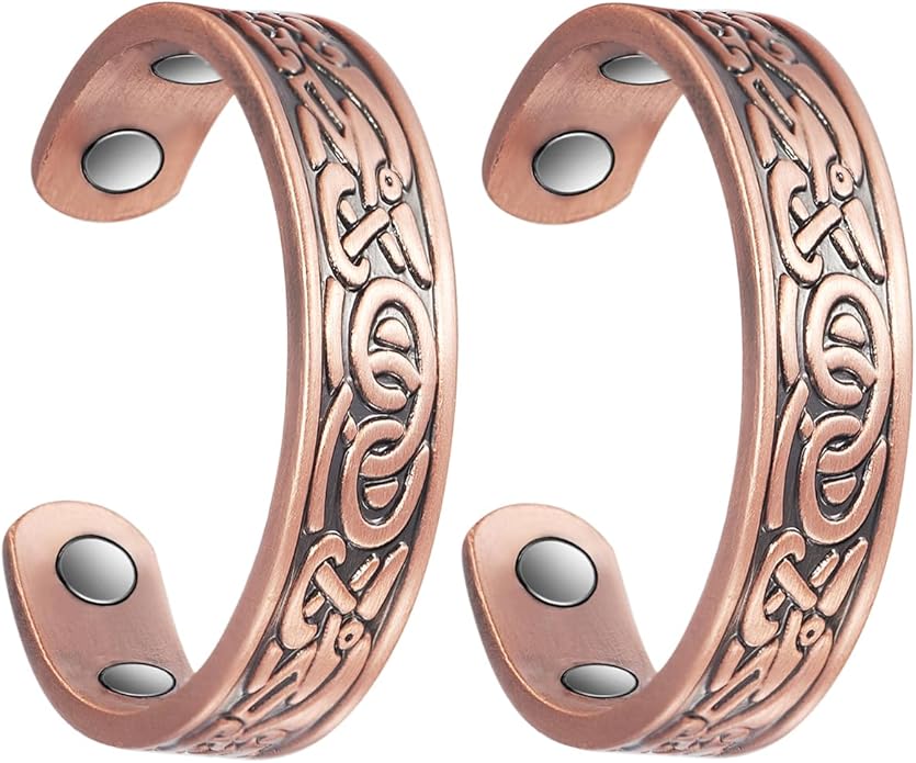 Pure Copper Ring for Women, Magnetic Rings with Powerful Magnets(Copper Ring 2A)