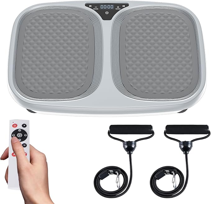 OLIXIS Vibration Plate Exercise Machine with 9 Auto Modes, Full Body Workout Vibrating Platform with LED Touch Screen & Pull Ropes for Weight Loss, Home Gym Fitness Equipment for Women Men