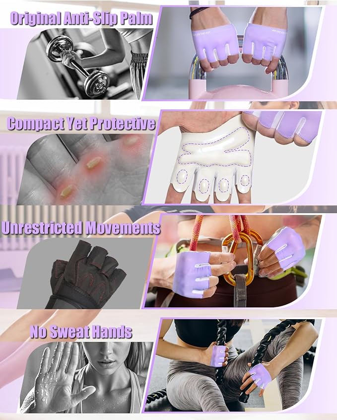 RIGWARL Weight Lifting Workout Gloves Men Women, Breathable Barehand Gym Gloves for Weightlifting Rowing Exercise Training Fitness Crossfit WODs