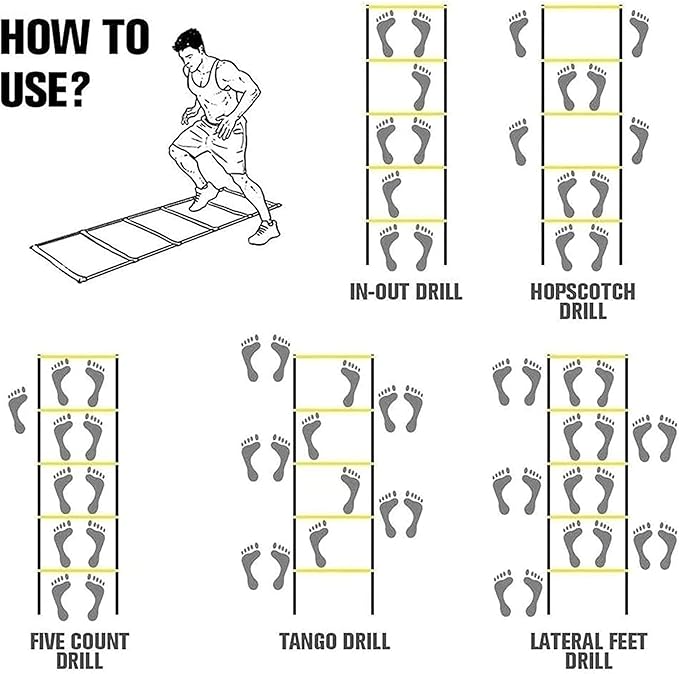 Agility Ladder Flexibility Speed Ladder, Sports Training Set,Fitness Jumping Ladder Footwork Sport Equipment,for Kids/Adults Outdoor Training(Size:6m)