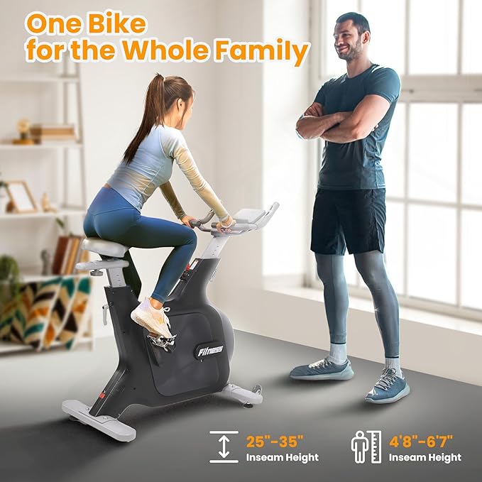 Electromagnetic Resistance Exercise Bike for Home, 32 Adjustable Resistance Exercise Bike with Wheels for Easy Mobility, Indoor Cycling Bike with Adjustable Comfortable Seat, Black