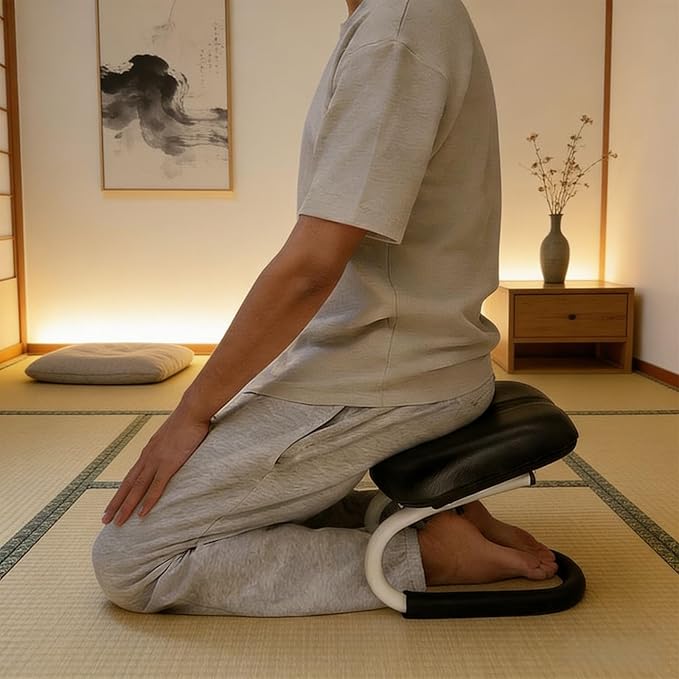 Meditation Stool，Portable Metal Kneeling Stool， with Anti-Slip Covers and Adjustable Height，The Angle Design is Ingenious and Ergonomic，Ergonomic，Suitable for Prayer, Meditation and Yoga